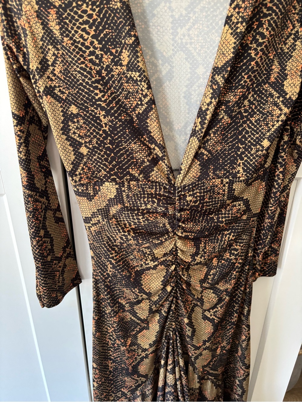 Boohoo Black Snake-Print Dress with beige Accents